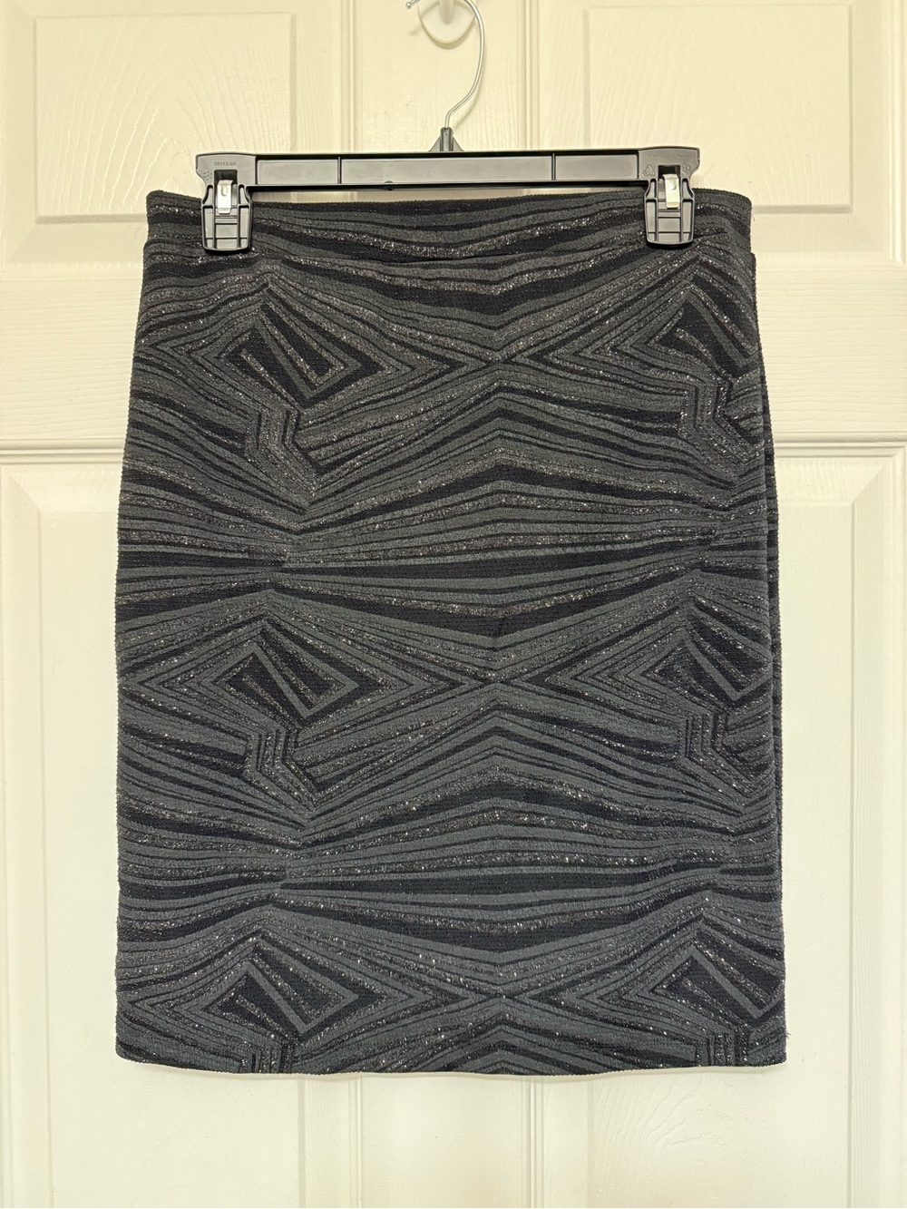 Melissa Paige Black Metallic Patterned Pencil Skirt